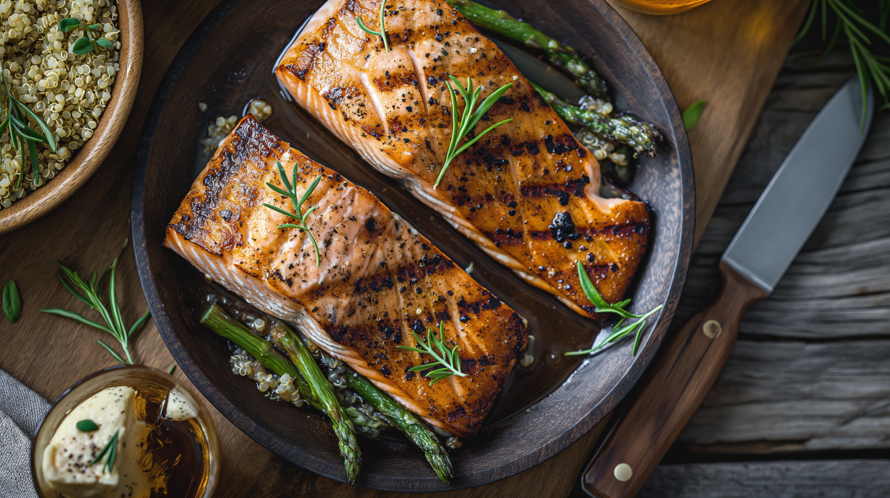Grilled salmon dinner