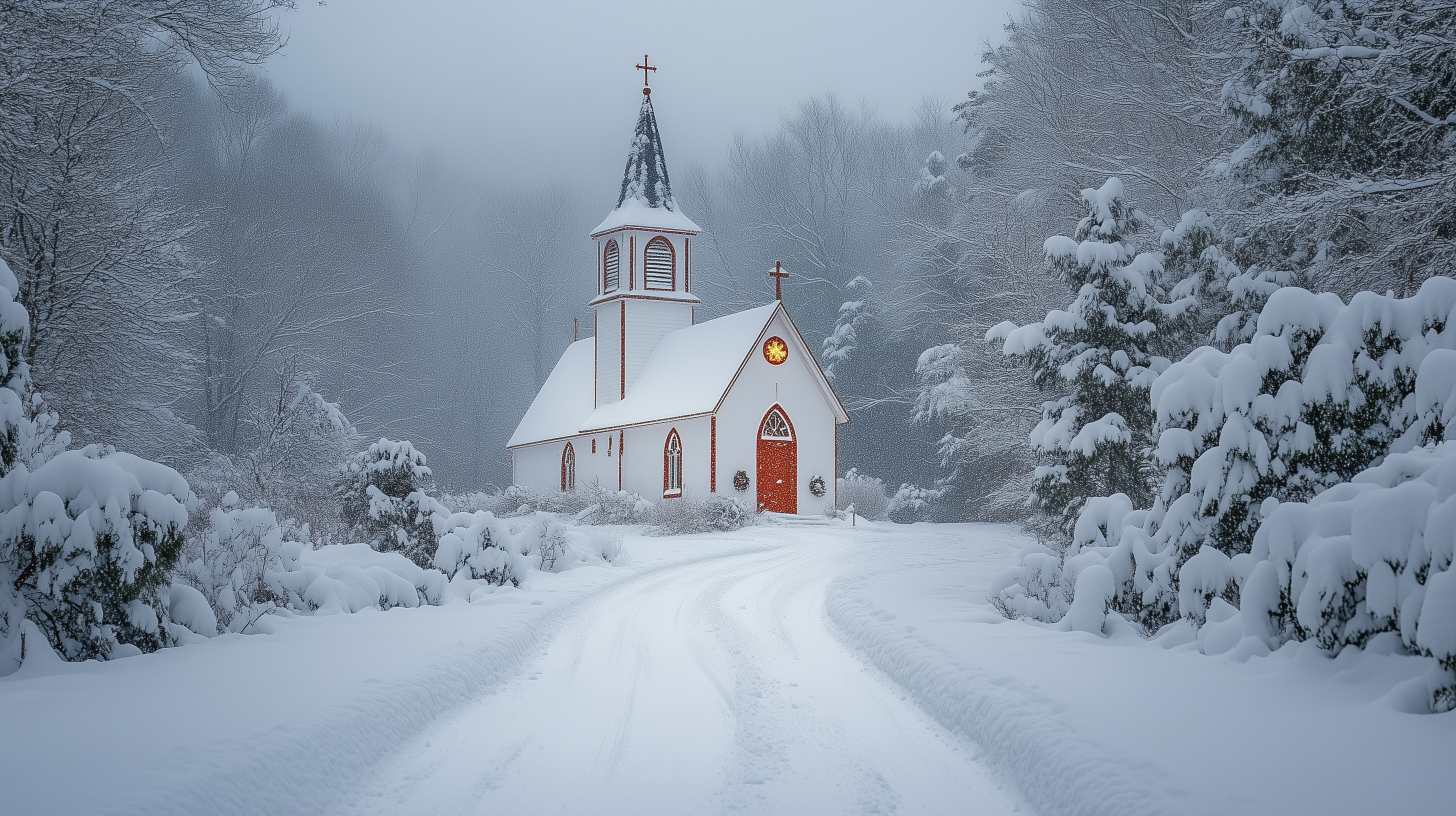 Winter wonderland in woods