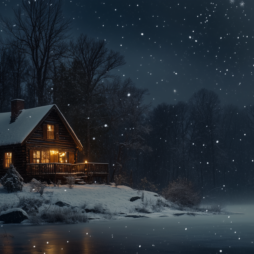 Winter wonderland in woods